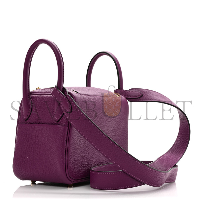 HERMÈS TAURILLON CLEMENCE MINI LINDY 19ANEMONE H079086CCN5 (19*12.5*9cm) 